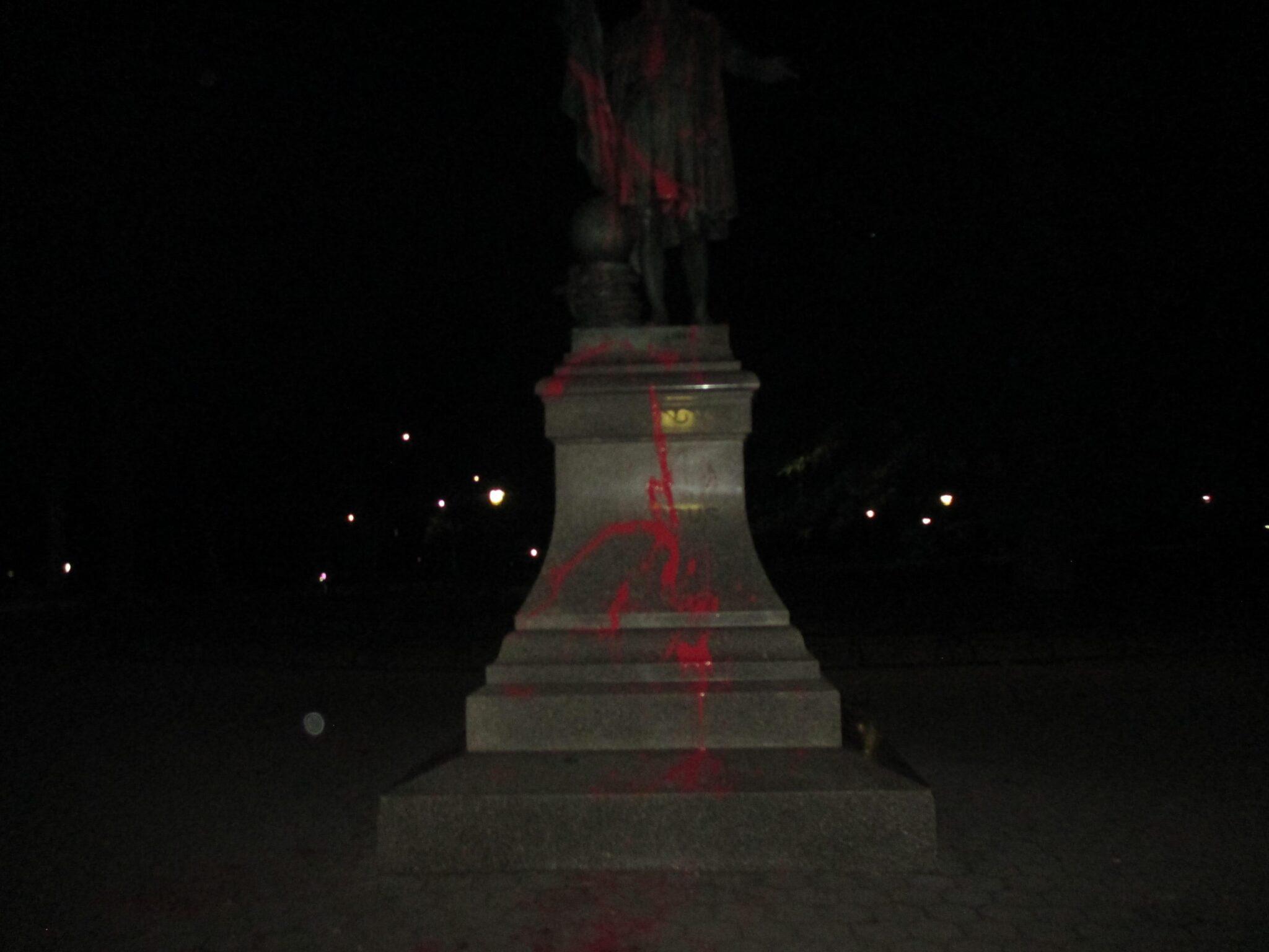 Columbus statue attacked in honor of Oct 7